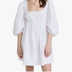 Staud White Puff Sleeve Dress